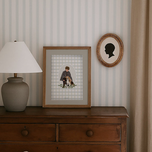 Affiche Petit Garçon et son Chien – Illustration chambre enfant