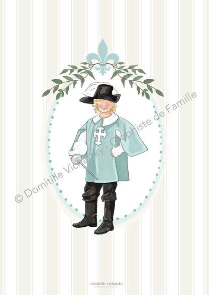 Affiche Petit Mousquetaire  – Illustration murale pour chambre d’enfant