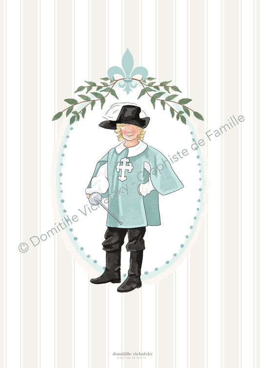 Affiche Petit Mousquetaire  – Illustration murale pour chambre d’enfant