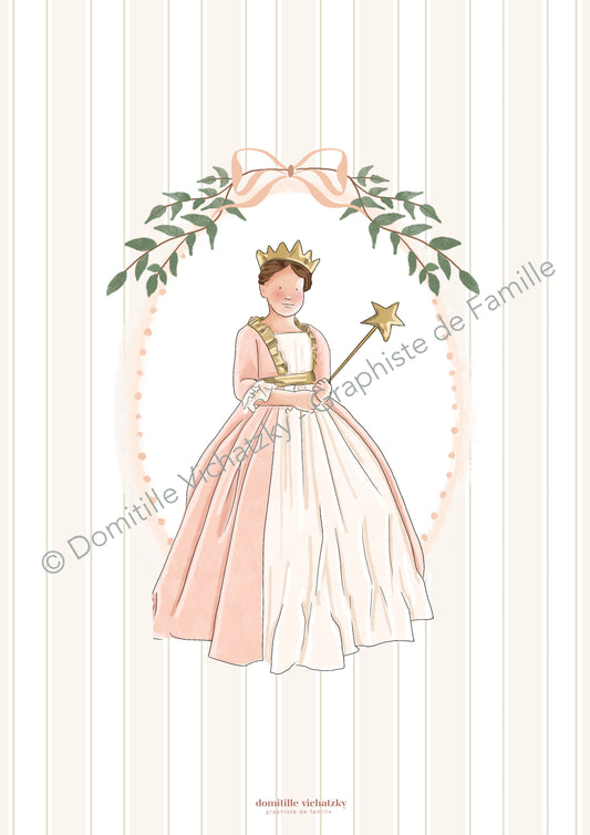 Affiche Princesse – Illustration murale pour chambre d’enfant, déco fille féérique