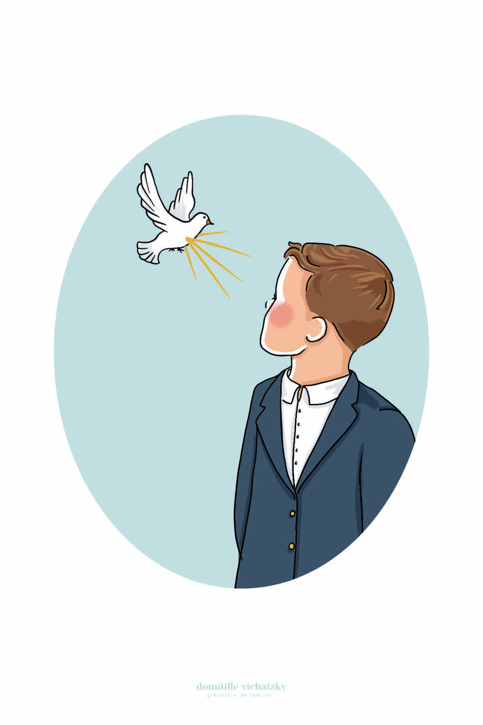 Signet - Garçon à la colombe – Graphiste de Famille