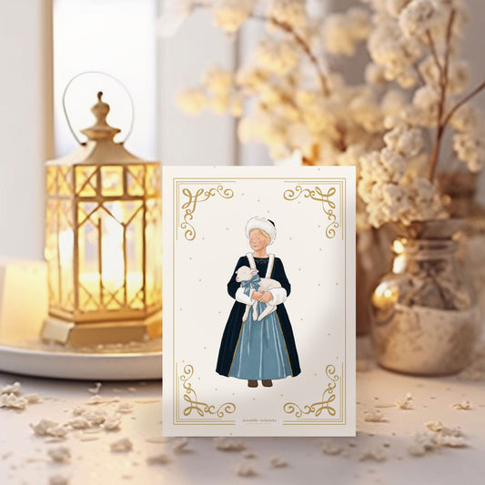 Carte Postale "Petite Fille Russe" - Dorure à chaud - Noël