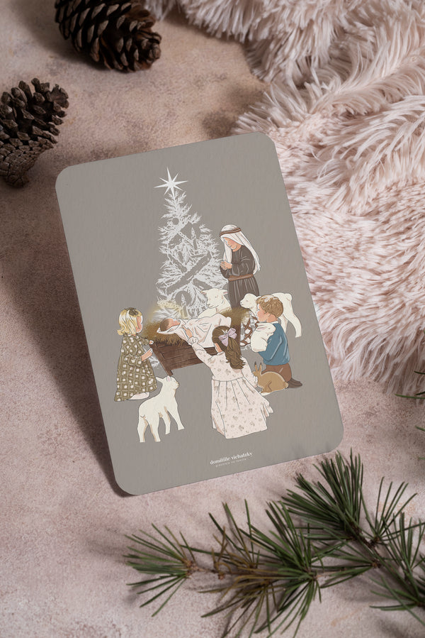 Carte Postale  "Enfants autour du Divin Enfant" - Noël