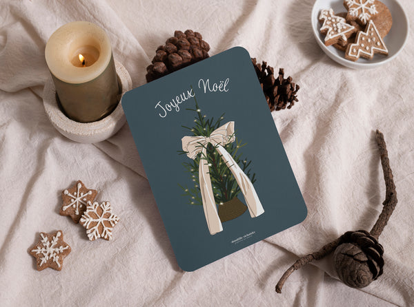 Carte Postale "Sapin de Noël et son Ruban" - Noël