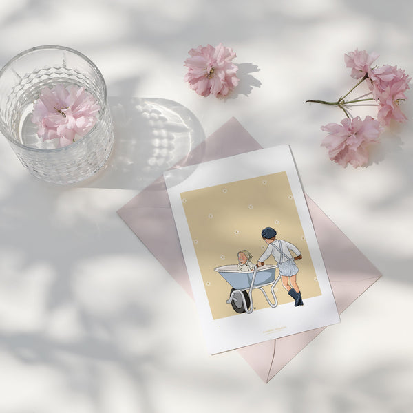 Carte Postale - Course de brouette
