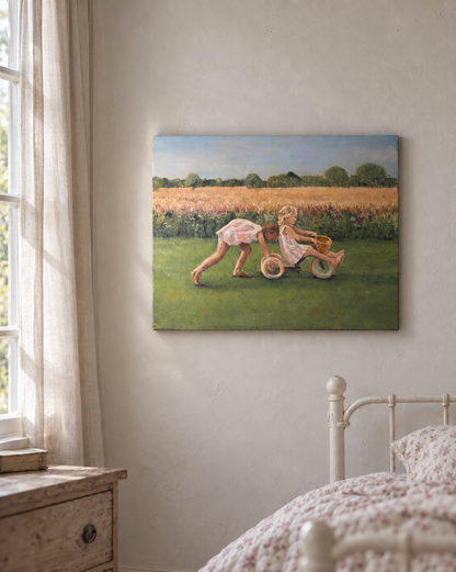 Le tricycle - Peinture à l'huile
