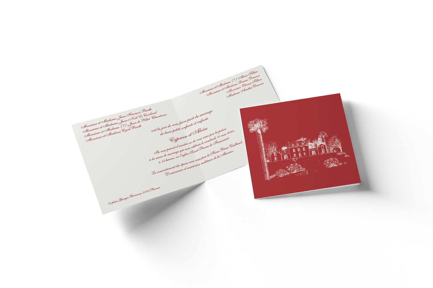 Faire-part de mariage carré dessin