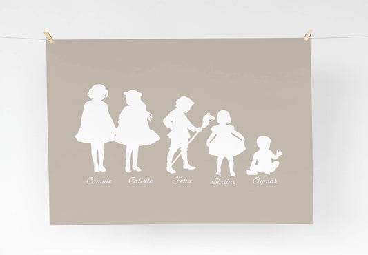 Affiche Silhouette - Famille (100% personnalisable)