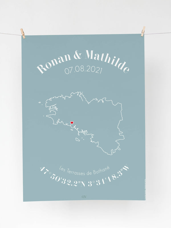 Affiche GPS personnalisée – Spéciale cadeau de mariage