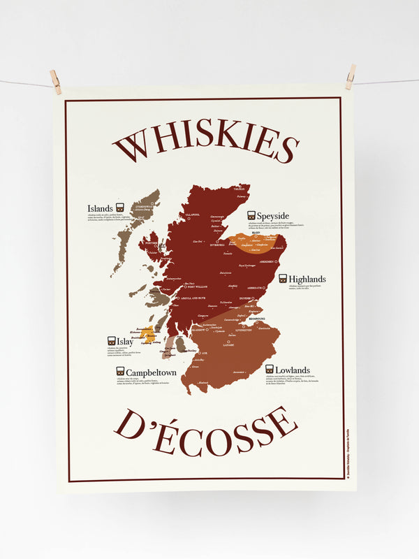 Carte des whiskies d’Écosse – Affiche illustrée